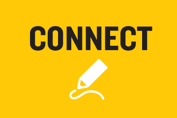 yellow background with black text that says Connect. 