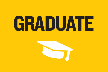 yellow background with back text that says graduate